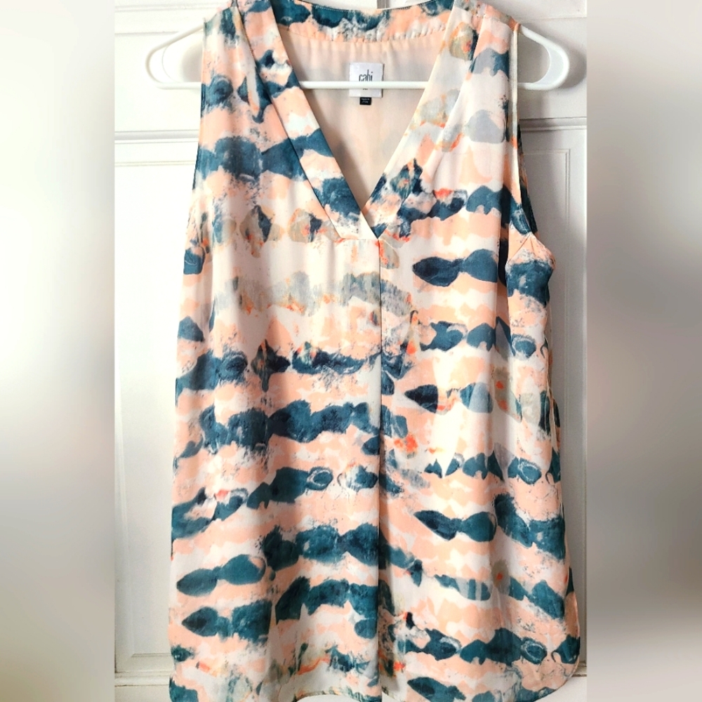 Chic CAbi Multi Colored Cream Top.